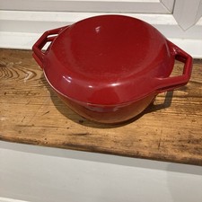 Vintage Nacco Denmark Cast Iron Red Lidded Casserole Dutch Oven D2 Medium Pan