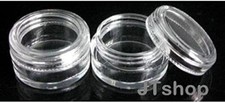 5ml THICK WALL Small Plastic Clear JAR Makeup/Craft/Sample/Travel Pot- no sifter