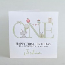 Personalised Boys First 1st Birthday Card Son Grandson Great Nephew Godson