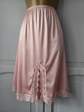 LADIES VTG ST MICHAEL DUSKY PINK SILKY NYLON/POLYAMIDE HALF SLIP SIZE 14-16  