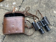 Vintage Military Hunsicker & Alexis Paris Binoculars MG with Leather Case