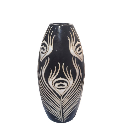 Studio sgraffito peacock - peacock, vase
