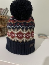 Mens Barbour Bobble Hat. One Size Brand New. Navy Blue. 100% Acrylic. 