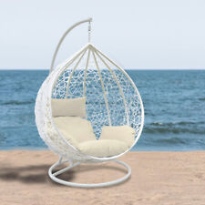 Rattan Effect Garden Hanging Egg Swing Chair Patio Hammock with Cushion Relaxing