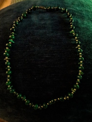 Brass malachite stone - malachite, bead
