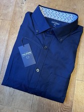 TM Lewin Slim Fit Shirt Navy Twill Size L Large