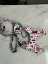 DESIGNER DOG HARNESS LEAD COLLAR & BAG DISPENSER WAG ‘N’ WOOF SMALL 