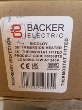 Immersion Heater & Thermostat. Various Lengths. Backer Brand