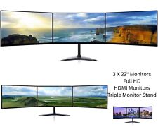 Triple Monitor Screen Bundle HDMI 3X22" Full HD IPS With New Stand 1920x1080p