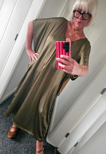 Tamsy khaki satin kaftan - khaki,