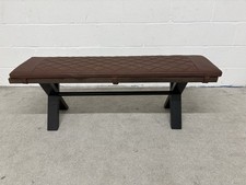 Furniture Village Mars Oak Industrial 140cm Wood Dining Bench & Tan Pad