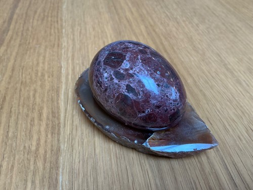 Polished brown stone egg - brown,
