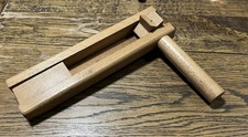 Vintage Wooden Single Cog Unpainted Football Rattle Noise Maker Drummers Trap