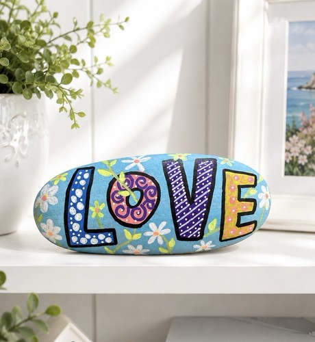 Love hand painted pebble - painted,