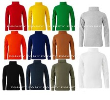 KIDS BOYS GIRLS 100% COTTON POLO NECK JUMPER TOP ROLL NECK LONG SLEEVED TOPS 