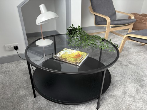 Smoked glass coffee table 80cm - glass,