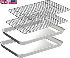 Stainless Steel Roasting Trays Baking Tray with BBQ Rack Oven Cooling Rack