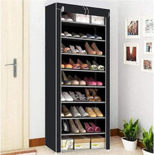 10 Tier Cabinet Storage Organiser Shoe Rack Stand Holds 27 Pairs Dustproof Black