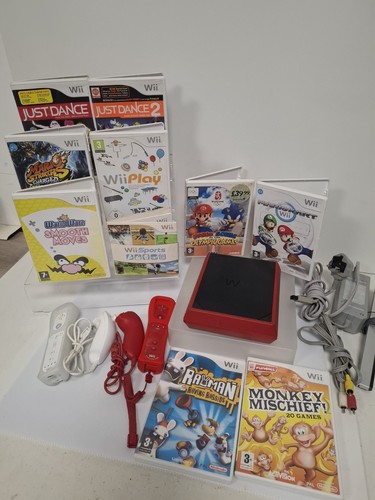 Red mini nintendo wii bundle - red,