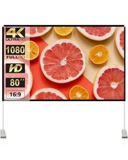 Projector Screen with Stand 80 Inch Portable Projection Screen 16:9 4K HD Projec