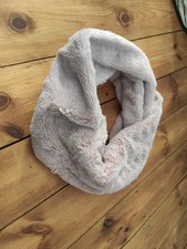 Pink Furry Scarf Snood Worn
