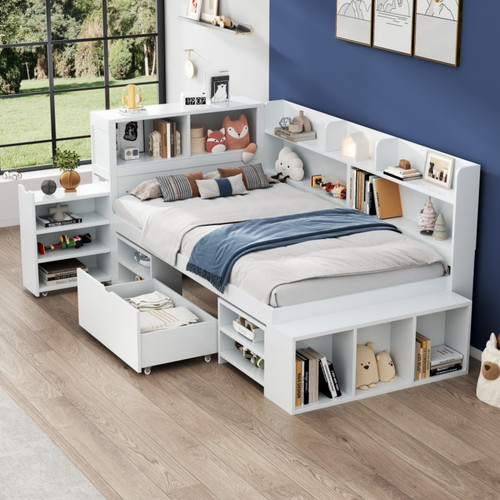 Single bed with bookcase - with,