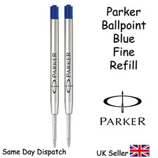 2 Pack Genuine Parker Ballpoint Refill BLUE Biro Fine Quink Flow Ball Pen