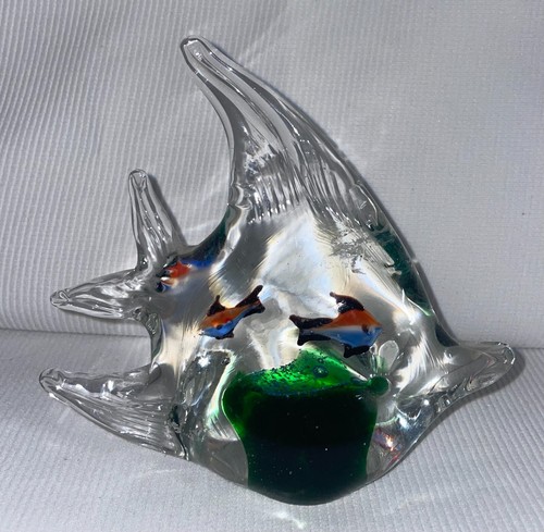 Art handmade solid glass fish - glass,
