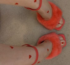 Fluffy Pink Faux Fur Strappy