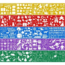 20-Pack Color Drawing Templates for Kids - Plastic Stencils