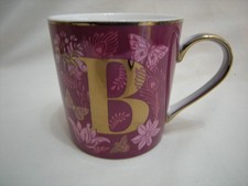 VINTAGE TESCO "FOX & IVY"MUG "BUTTERFLIES PATTERN"("B"LETTER)