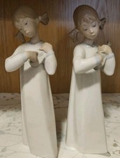 2 x Lladro Porcelain Figurines 4871 'Girl Playing An Instrument' one damaged