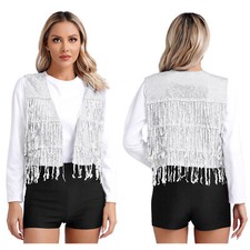 Women Sequin Fringe Vest
