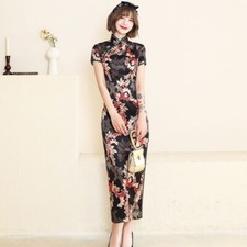 Floral Satin Dress Chinese