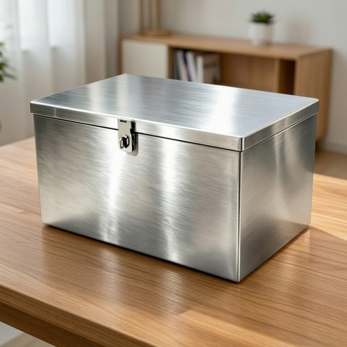 Stainless metal box with lid - box,
