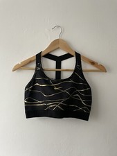 Nike Black & Gold Flow Design Print Bra Barely Worn Very Good Condition, Size M