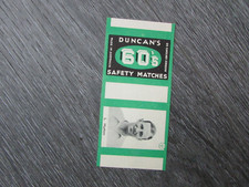 Duncan Safety Matches Yorkshire Cricket Legend Len Hutton Photo Matchbook Cover