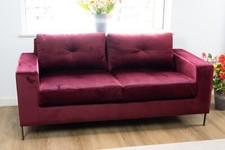 Red/Burgundy Velure Sofa UK Made. Whole Sale Price FREE QUICK & EASY DELIVERY!