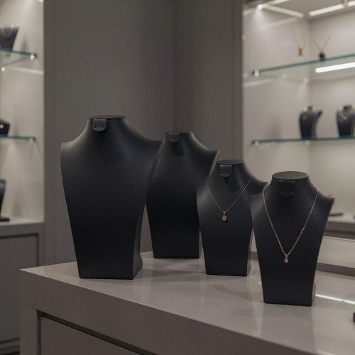 Black leatherette necklace - black,
