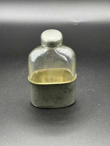 Antique glass hip flask - glass,