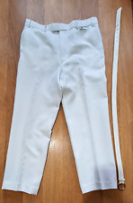 Emsmorn Men's White Teflon Coated Bowls Trousers and Belt - Size: 38W 30L