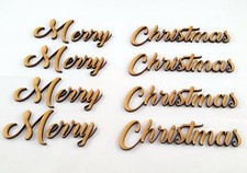 Merry Christmas word Cutout pack of 4!! MDF Laser Cut Wooden Craft Blank xmas