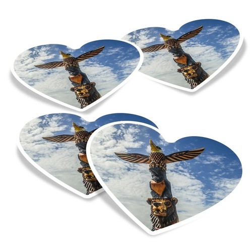 Heart vinyl stickers wooden - 4x,