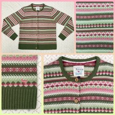 Country Rose Fairisle Cardigan M 10 12 Nordic Wool Landgirl Cottagecore EWM Xmas