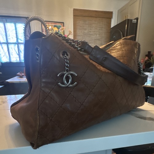 Chanel brown quilted shoulder - chanel,