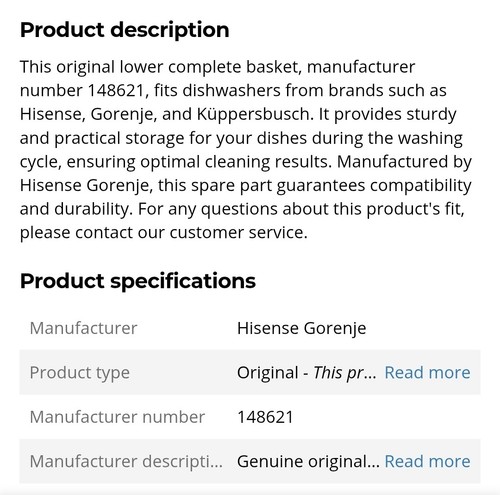 Gorenje dishwasher lower - gorenje,