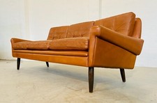 VINTAGE DANISH  RETRO SVEND SKIPPER  3 PERSON SOFA IN  COGNAC  LEATHER