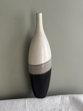 Handmade Tall Ceramic Vase: Neutral Colour Block Pottery, Modern Rustic Decor