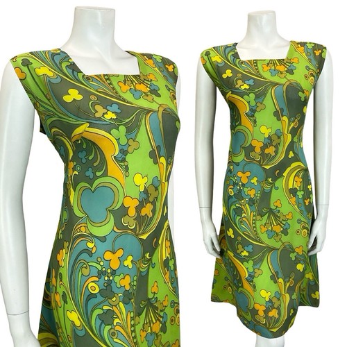 Vtg 60s mod psychedelic - 60s, green