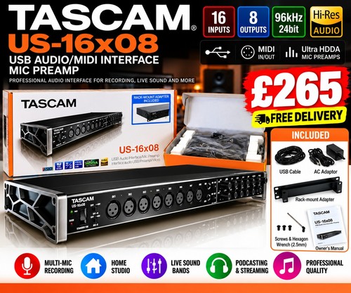 Tascam 16x08 usb audio - us-16x08,